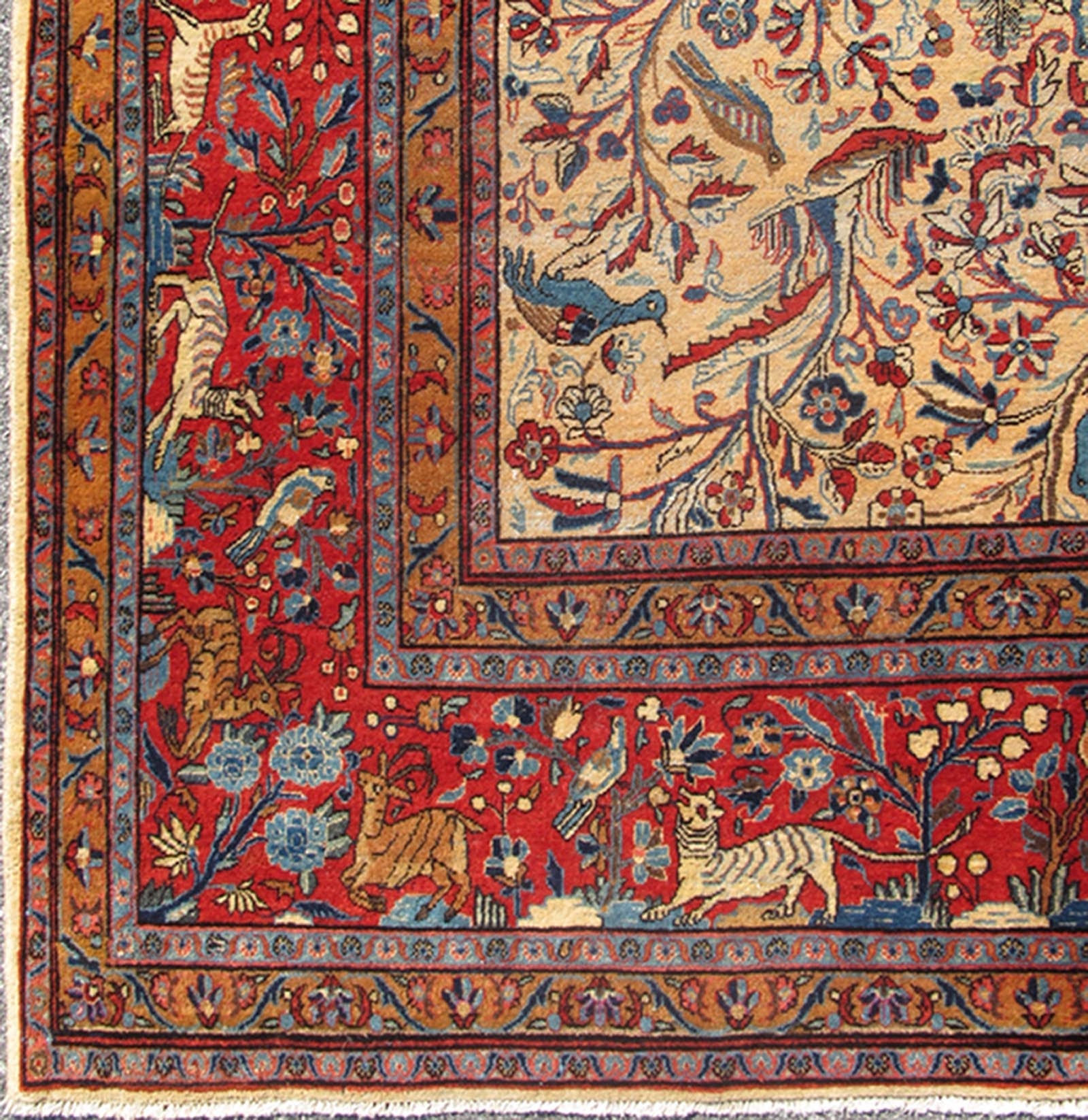 Antique Persian Manchester Kashan Rug with fine Kurk wool. Keivan Woven Arts / rug /13 - 0701, country of origin / type: Iran / Manchester Kashan , circa 1910. Measures: 8'8 x 12'. This delightful antique Kurk Manchester Kashan carpet repre... - Keivan Woven Arts13 - 0701 - 4316Rug