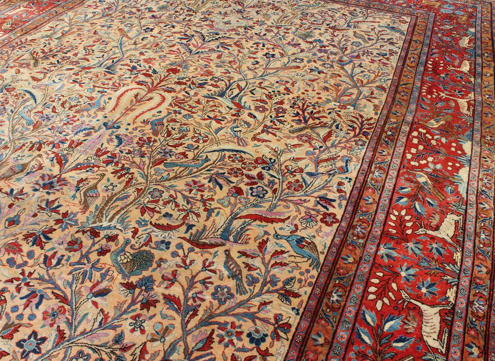 Antique Persian Manchester Kashan Rug with fine Kurk wool. Keivan Woven Arts / rug /13 - 0701, country of origin / type: Iran / Manchester Kashan , circa 1910. Measures: 8'8 x 12'. This delightful antique Kurk Manchester Kashan carpet repre... - Keivan Woven Arts13 - 0701 - 4316Rug
