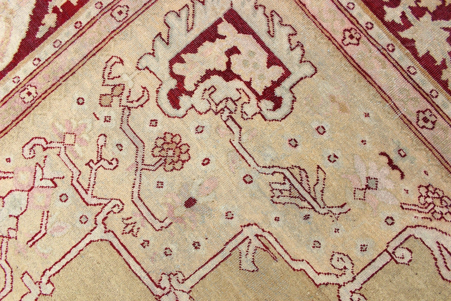 Large Antique Green Background Indian Amritsar Carpet with Red Border. Keivan Woven Arts / rug / 13 - 0706 / 1920 circa Early 20th Century. / Antique Amritsar, Antique Agra. Measures: 13'2 x 18'0. This carpet was woven in Amritsar in the late 19th ... - Keivan Woven Arts13 - 0706 - 4321Rug