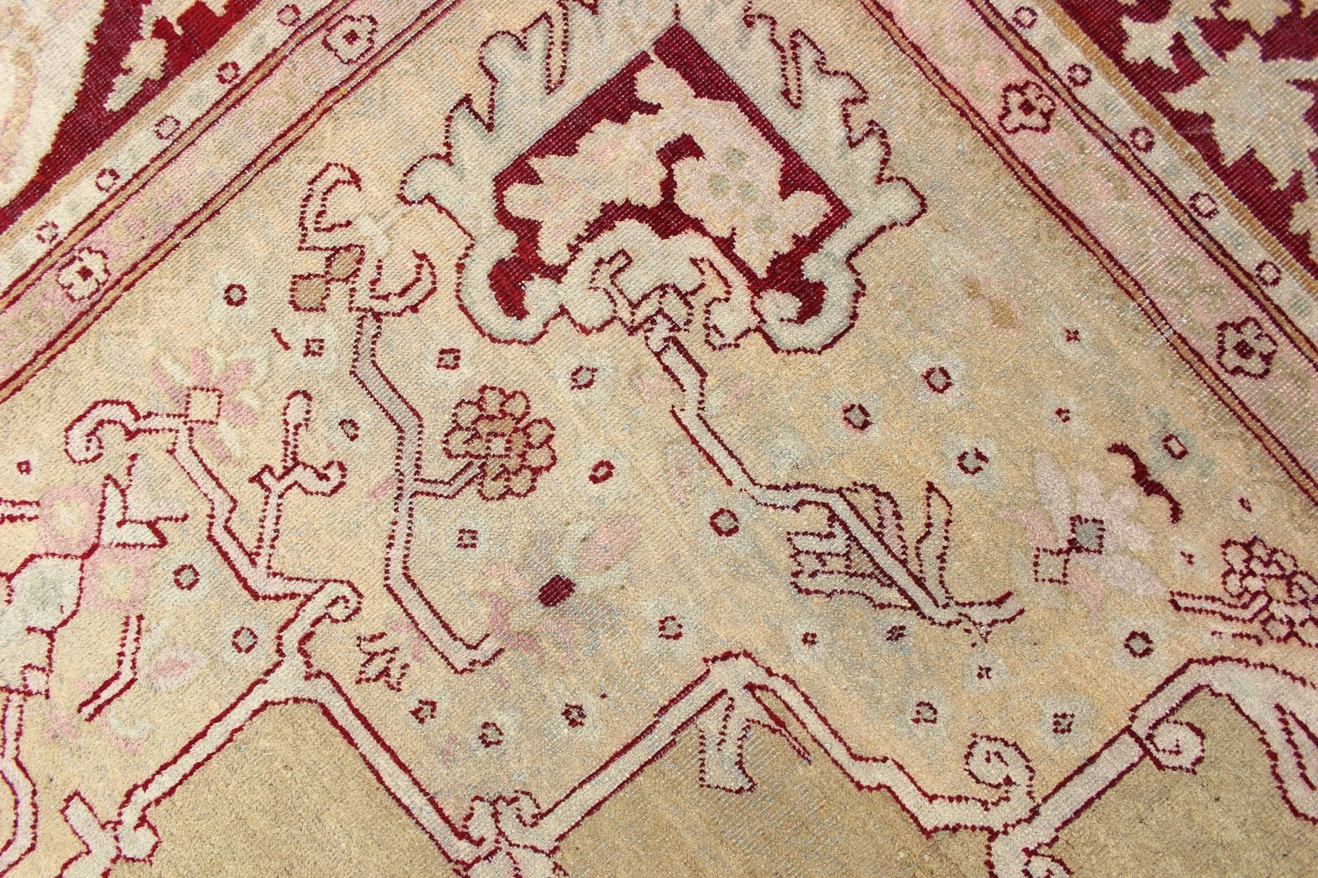 Large Antique Green Background Indian Amritsar Carpet with Red Border. Keivan Woven Arts / rug / 13 - 0706 / 1920 circa Early 20th Century. / Antique Amritsar, Antique Agra. Measures: 13'2 x 18'0. This carpet was woven in Amritsar in the late 19th ... - Keivan Woven Arts13 - 0706 - 4321Rug