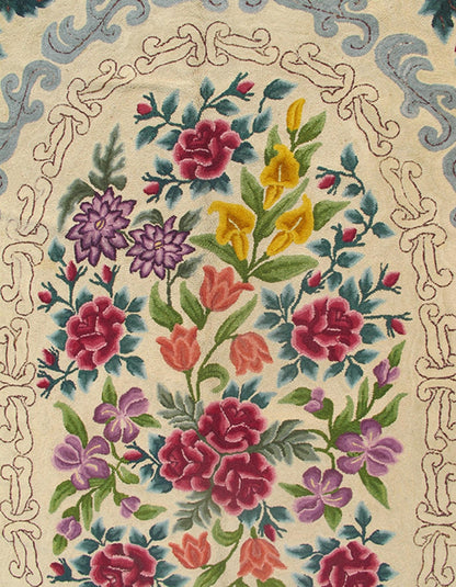 Large Antique Finely American Hooked Rug with Savonnerie Design in Ruby Red Antique American Hooked Rug with French Floral Design, rug 13 - 0801, country of origin / type: United States of America / American Hook Rug, circa Mid - 20th Century. ... - Keivan Woven Arts13 - 0801 - 4766Rug