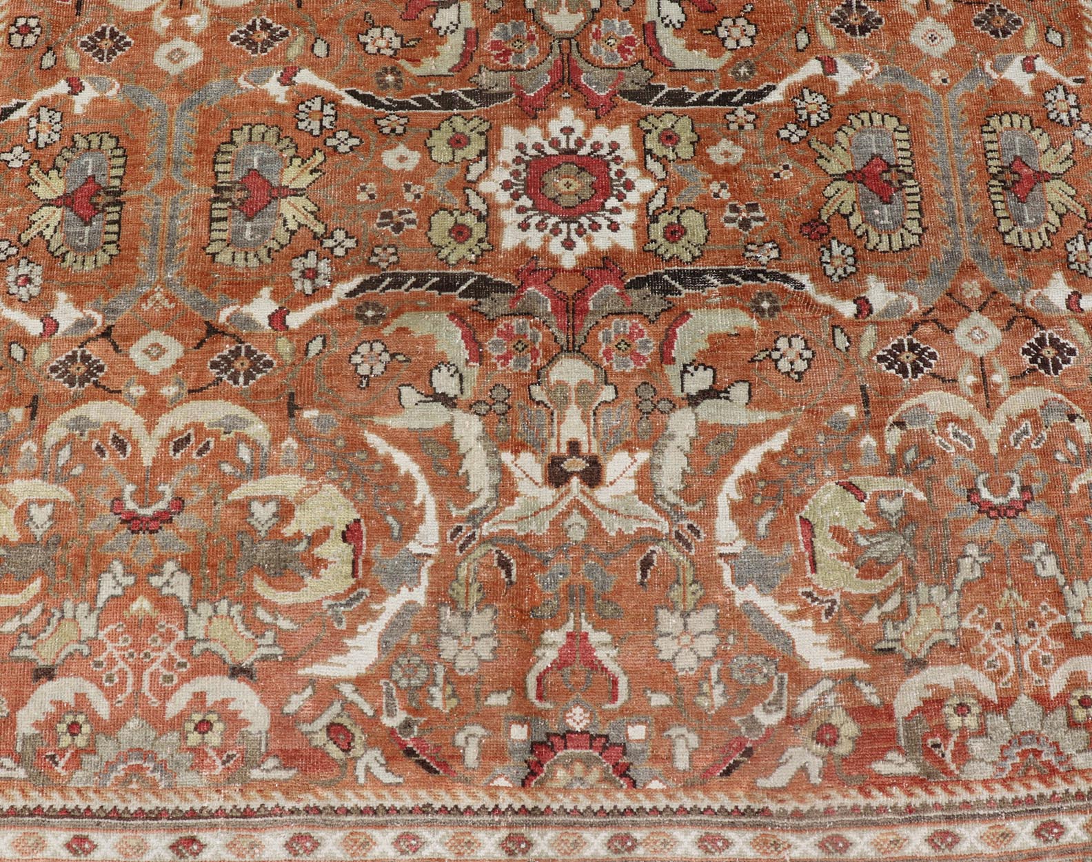 Large Antique Persian Mahal Rug with Floral Design in Muted Tones Antique Persian Mahal rug with floral design in muted tones, rug 13 - 0902, country of origin / type: Iran / Sultanabad, circa 1930 This beautiful antique Persian Mahal carpe... - Keivan Woven Arts13 - 0902 - 4726Rug
