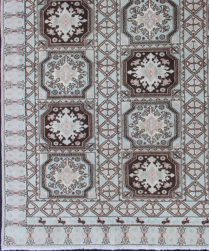 Vintage Moroccan Rug with Medallions in Black and Light Blue Medallion Design Moroccan Rug, rug 13 - 0904, country of origin / type: Morocco / Tribal, circa Mid - 20th Century. Measures: 6'8 x 9'1. This Moroccan rug features a repeatin... - Keivan Woven Arts13 - 0904 - 4736Rug