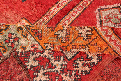 Large Vintage Moroccan Gallery Rug with Tribal Design in Red, Ivory and Orange Vintage Moroccan Gallery Runner, rug 13 - 0905, country of origin / type: Morocco / Tribal, circa Mid - 20th Century. Measures: 6'4 x 15'8. This gorgeous v... - Keivan Woven Arts13 - 0905 - 4784Rug