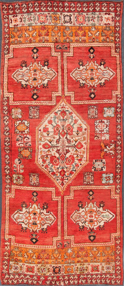 Large Vintage Moroccan Gallery Rug with Tribal Design in Red, Ivory and Orange Vintage Moroccan Gallery Runner, rug 13 - 0905, country of origin / type: Morocco / Tribal, circa Mid - 20th Century. Measures: 6'4 x 15'8. This gorgeous v... - Keivan Woven Arts13 - 0905 - 4784Rug