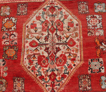 Large Vintage Moroccan Gallery Rug with Tribal Design in Red, Ivory and Orange Vintage Moroccan Gallery Runner, rug 13 - 0905, country of origin / type: Morocco / Tribal, circa Mid - 20th Century. Measures: 6'4 x 15'8. This gorgeous v... - Keivan Woven Arts13 - 0905 - 4784Rug