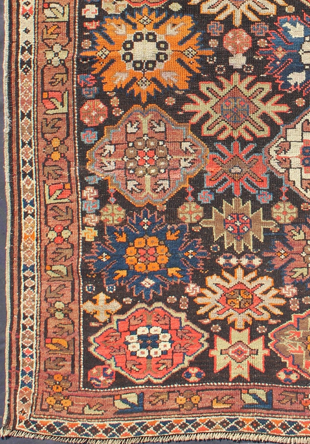 Antique Caucasian Rug with All - Over Multi - Colored in Large All Over Pattern. Large scale geometric boteh Caucasian Rug. Elegant All - Over Antique Caucasian Rug. Keivan Woven Arts / rug 13 - 0915, country of origin / type: Russia / Kazak, circa late 19th C... - Keivan Woven Arts13 - 0915 - 5136Rug