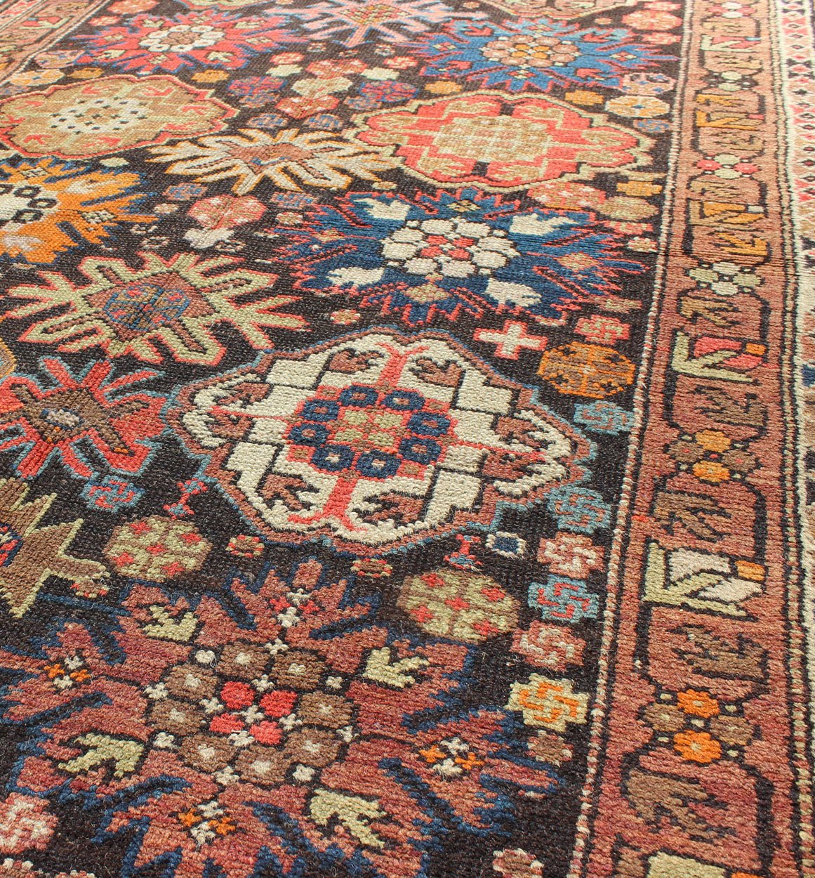 Antique Caucasian Rug with All - Over Multi - Colored in Large All Over Pattern. Large scale geometric boteh Caucasian Rug. Elegant All - Over Antique Caucasian Rug. Keivan Woven Arts / rug 13 - 0915, country of origin / type: Russia / Kazak, circa late 19th C... - Keivan Woven Arts13 - 0915 - 5136Rug