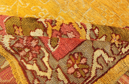 Antique Turkish Oushak rug in gold background, Rose Border & Green Antique Turkish Oushak, Keivan Woven Arts / rug /13 - 1002, country of origin / type: Turkey / Oushak, circa 1890 Measure: 9'6 x 11'10 This beautiful Oushak from the... - Keivan Woven Arts13 - 1002 - 5142Rug