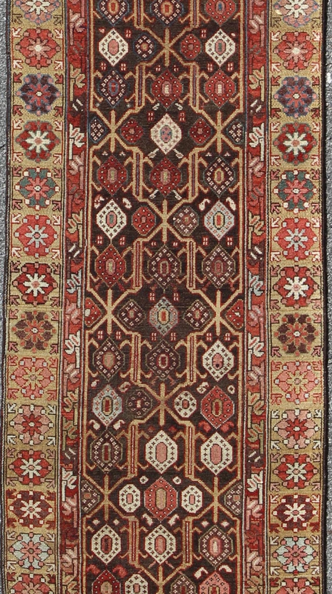 Antique Hand Knotted Kurdish Runner With All - Over Geometric Design Antique Hand Knotted Kurdish Runner With All - Over Geometric Design. Keivan Woven Arts / rug/13 - 1103, country of origin / type: Iran / Kurdish, circa 1900 This Kurdish tri... - Keivan Woven Arts13 - 1103 - 5164Rug
