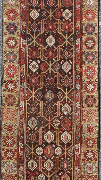 Antique Hand Knotted Kurdish Runner With All - Over Geometric Design Antique Hand Knotted Kurdish Runner With All - Over Geometric Design. Keivan Woven Arts / rug/13 - 1103, country of origin / type: Iran / Kurdish, circa 1900 This Kurdish tri... - Keivan Woven Arts13 - 1103 - 5164Rug