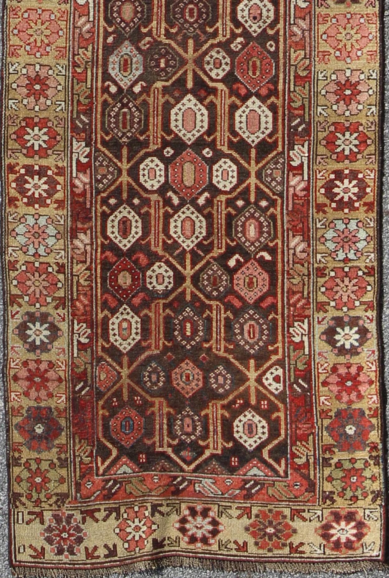 Antique Hand Knotted Kurdish Runner With All - Over Geometric Design Antique Hand Knotted Kurdish Runner With All - Over Geometric Design. Keivan Woven Arts / rug/13 - 1103, country of origin / type: Iran / Kurdish, circa 1900 This Kurdish tri... - Keivan Woven Arts13 - 1103 - 5164Rug
