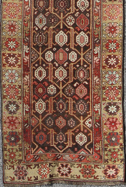 Antique Hand Knotted Kurdish Runner With All - Over Geometric Design Antique Hand Knotted Kurdish Runner With All - Over Geometric Design. Keivan Woven Arts / rug/13 - 1103, country of origin / type: Iran / Kurdish, circa 1900 This Kurdish tri... - Keivan Woven Arts13 - 1103 - 5164Rug