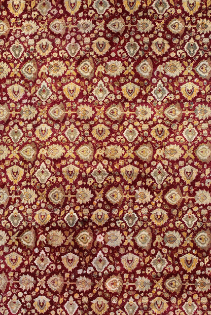Keivan Woven Arts, Elegant Antique Indian Agra Rug in Maroon Red Background and Gray Green Border. Kwarugs /13 - 1105. Antique Agra. Antique Amritsar. Antique Indian Rugs. Antique Mughal carpet. Elegant Antique 19th Century Indian Agra rug in Maroon... - Keivan Woven Arts13 - 1105 - 5168Rug