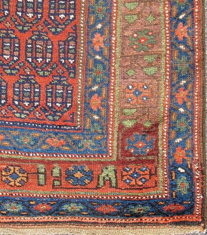 Long Persian Bidjar Kurdish Runner, 13 - 1108. Great Northwest Persian Bidjar Kurd runners are renowned for their superior use of color. This charming rug uses a full spectrum of vegetable dyes ranging from brown, blue, salmon, soft red and green. Dia... - Keivan Woven Arts13 - 1108 - 3942Rug