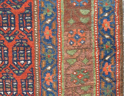 Long Persian Bidjar Kurdish Runner, 13 - 1108. Great Northwest Persian Bidjar Kurd runners are renowned for their superior use of color. This charming rug uses a full spectrum of vegetable dyes ranging from brown, blue, salmon, soft red and green. Dia... - Keivan Woven Arts13 - 1108 - 3942Rug