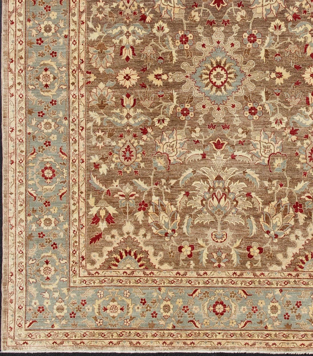 Large Sultanabad Design Vintage Rug with Florals in Brown, Lt. Blue & Red, Sultanabad Design Rug with Traditional Floral Design Sultanabad Design Rug, rug 16 - 0307, country of origin / type: Pakistan / Sultanabad This Sultanabad rug from ... - Keivan Woven Arts16 - 0307 - 7353Rug