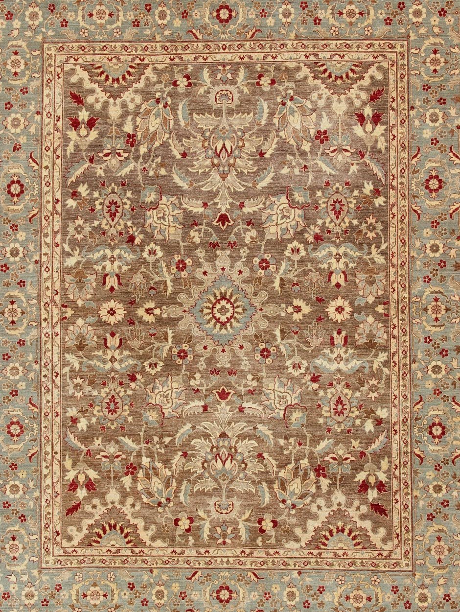 Large Sultanabad Design Vintage Rug with Florals in Brown, Lt. Blue & Red, Sultanabad Design Rug with Traditional Floral Design Sultanabad Design Rug, rug 16 - 0307, country of origin / type: Pakistan / Sultanabad This Sultanabad rug from ... - Keivan Woven Arts16 - 0307 - 7353Rug