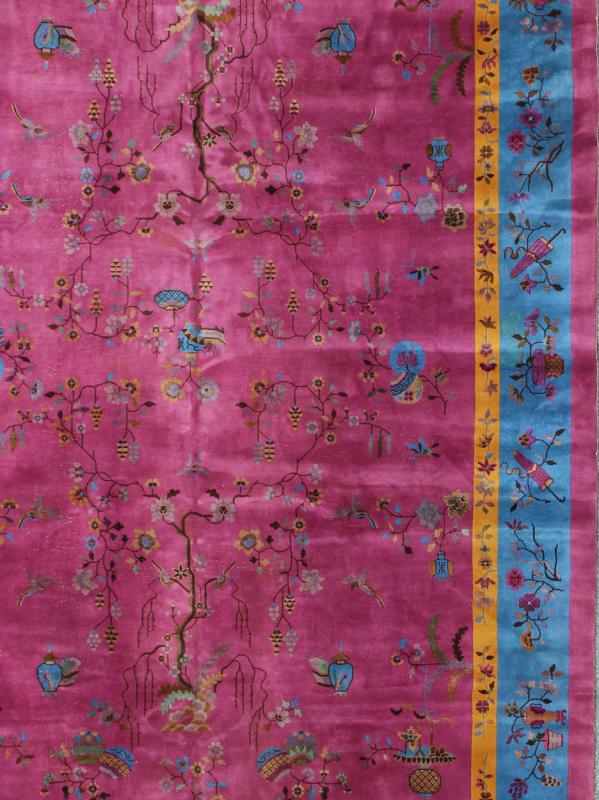 Grandiose Chinese Art Deco Rug Measures: 10'10'' x 17'3''. This grandiose Chinese Art Deco rug features vibrant colors of blue, gold, green and magenta, combined with a striking mix of asymmetrical Chinese motifs, including clouds, flowers an... - Keivan Woven Arts16 - 0501 - 7691Rug