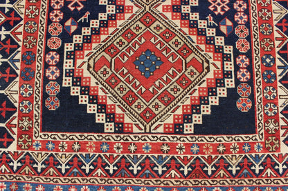 Antique Caucasian Shirvan Rug with Tribal Design and Medallions. Multicolored antique Caucasian Shirvan rug with tribal design and medallions, rug 16 - 0606, country of origin / type: Caucasus / Kazak, circa 1890 A finely woven Shirvan Caucasian r... - Keivan Woven Arts16 - 0606 - 8666Rug