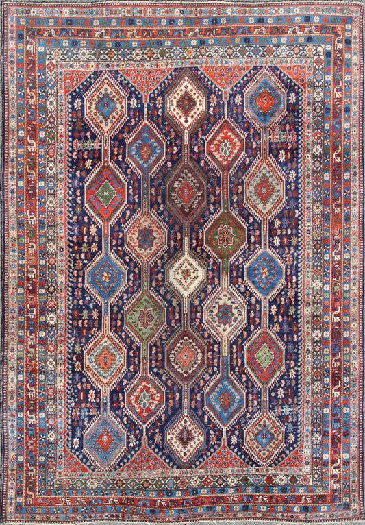 Antique Persian Large Qashqai Rug with Rich Jewel Tones and Diamond Design, kwarugs, Keivan Woven Arts Rug#16 - 0906, Unusually large in size for an Qashqai, Bold geometry, rich symbolism, and vivid coloration enhance the beauty of this stunning Persian ... - Keivan Woven Arts16 - 0906 - 8125