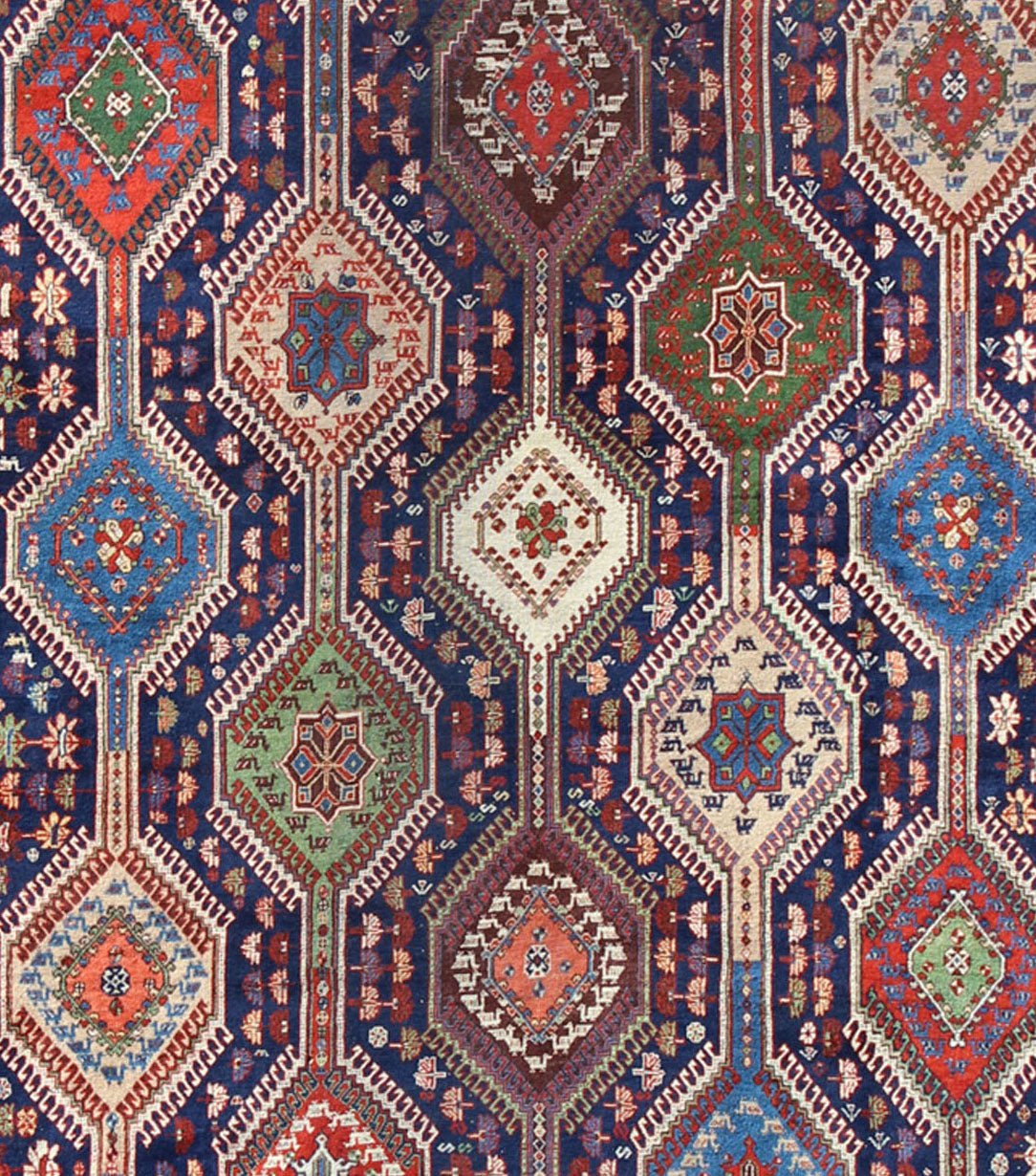 Antique Persian Large Qashqai Rug with Rich Jewel Tones and Diamond Design, kwarugs, Keivan Woven Arts Rug#16 - 0906, Unusually large in size for an Qashqai, Bold geometry, rich symbolism, and vivid coloration enhance the beauty of this stunning Persian ... - Keivan Woven Arts16 - 0906 - 8125Rug
