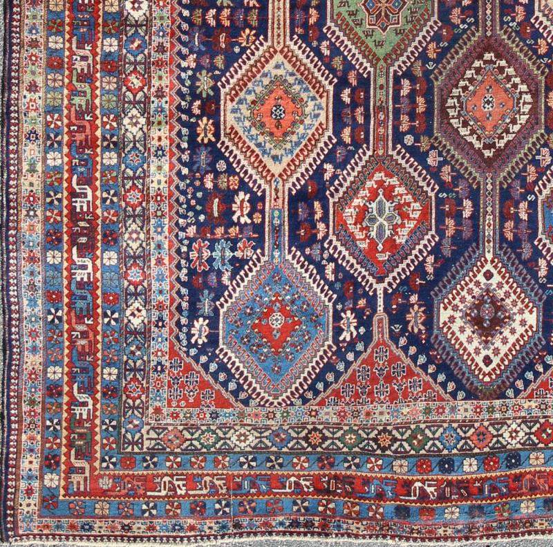 Antique Persian Large Qashqai Rug with Rich Jewel Tones and Diamond Design, kwarugs, Keivan Woven Arts Rug#16 - 0906, Unusually large in size for an Qashqai, Bold geometry, rich symbolism, and vivid coloration enhance the beauty of this stunning Persian ... - Keivan Woven Arts16 - 0906 - 8125Rug