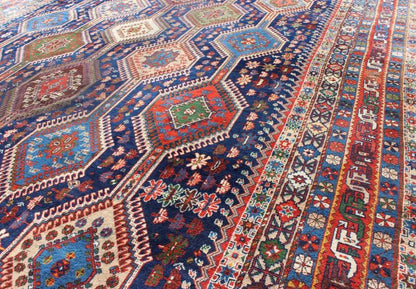 Antique Persian Large Qashqai Rug with Rich Jewel Tones and Diamond Design, kwarugs, Keivan Woven Arts Rug#16 - 0906, Unusually large in size for an Qashqai, Bold geometry, rich symbolism, and vivid coloration enhance the beauty of this stunning Persian ... - Keivan Woven Arts16 - 0906 - 8125Rug