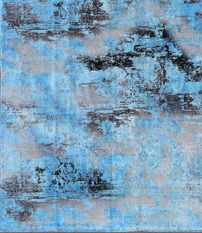 Over - dyed Vintage Modern Rug in Shades of Blue, Gray, Charcoal. Blue, Gray, and Charcoal Over - dyed Vintage Rug, rug 16 - 0913, country of origin / type: Iran / Kashan, circa mid - century. Distinct colors that are similar yet starkly rendered flow al... - Keivan Woven Arts16 - 0913 - 8757Rug