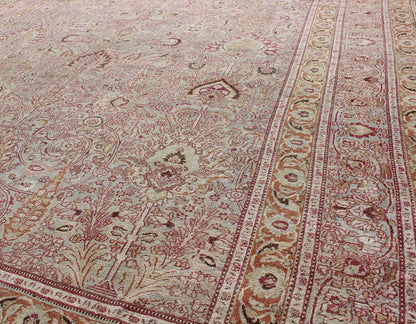 Antique Persian Khorassan Rug with Floral Design in Orange, Red, Pink Antique Persian Khorassan Rug with Floral Design in Orange, Red, Pink, rug 16 - 0916, country of origin / type: Iran / Khorassan, circa 1900 This spectacular antique Pers... - Keivan Woven Arts16 - 0916 - 8690Rug