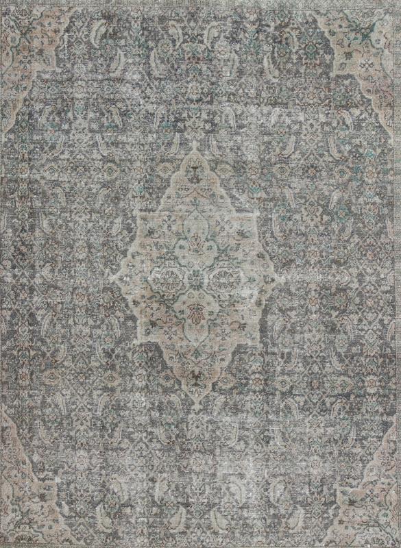 Antique Persian Mahal Rug with Floral Design in Light Gray, Green, Blush/Pink and Light Brown Colors Measures: 10'5 x 13'4 This antique Persian Mahal rug with an understated medallion design has been distressed and features a unique color... - Keivan Woven Arts16 - 0918 - 8295Rug