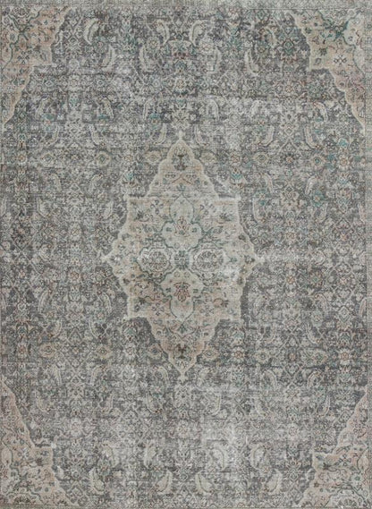 Antique Persian Mahal Rug with Floral Design in Light Gray, Green, Blush/Pink and Light Brown Colors Measures: 10'5 x 13'4 This antique Persian Mahal rug with an understated medallion design has been distressed and features a unique color... - Keivan Woven Arts16 - 0918 - 8295Rug