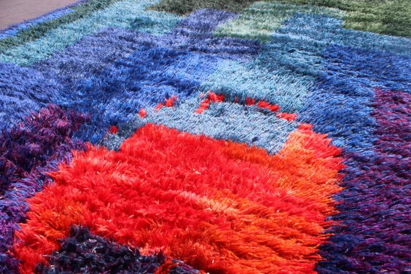 Vintage Swedish Hand Knotted Rug in Abstract Design with Brilliant Colors Measures: 4'10'' x 7'2''. The richly opulent colors and unusual design of this Scandinavian carpet transport you to Mid - Century Europe. The unique abstract design and ... - Keivan Woven Arts16 - 0919 - 7779Rug