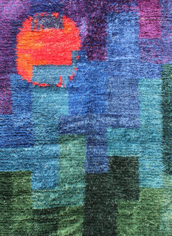 Vintage Swedish Hand Knotted Rug in Abstract Design with Brilliant Colors Measures: 4'10'' x 7'2''. The richly opulent colors and unusual design of this Scandinavian carpet transport you to Mid - Century Europe. The unique abstract design and ... - Keivan Woven Arts16 - 0919 - 7779Rug