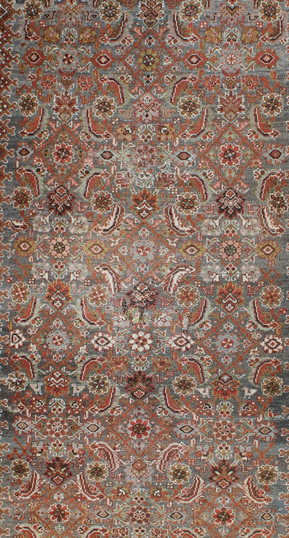 Antique Persian Malayer Rug with Gray, Light Blue, Red and Taupe This magnificent antique Persian Malayer carpet bears a beautiful, all - over sub - geometric design paired with a delightful palette of various shades of light blue, deep red, and tau... - Keivan Woven Arts16 - 0921 - 8441Rug