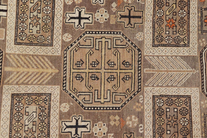 Antique Tribal Caucasian Rug with All - Over Motif in Muted Neutrals. Country of Origin: Caucasus; Type: Caucasian; Design: Tribal; Keivan Woven Arts: rug 16 - 0922. Measures: 3'10 x 4'5 The field of this Caucasian piece features all - over tribal... - Keivan Woven Arts16 - 0922 - 7929Rug