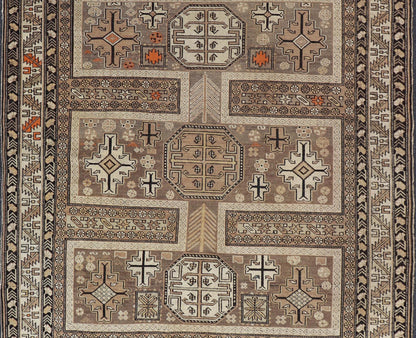 Antique Tribal Caucasian Rug with All - Over Motif in Muted Neutrals. Country of Origin: Caucasus; Type: Caucasian; Design: Tribal; Keivan Woven Arts: rug 16 - 0922. Measures: 3'10 x 4'5 The field of this Caucasian piece features all - over tribal... - Keivan Woven Arts16 - 0922 - 7929Rug