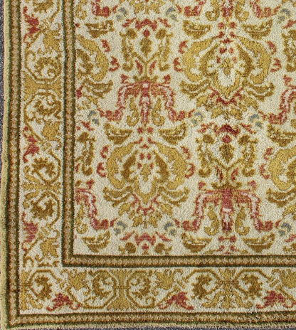 Elegant Spanish Rug with Floral Design in Golden - Green, Acid Green, Red and White. rug 16 - 0924, country of origin / type: Spain / Arts and Crafts, circa 1930 This elegant vintage Spanish carpet (circa 1930) is the proud heir to a long tradition ... - Keivan Woven Arts16 - 0924 - 8180Rug