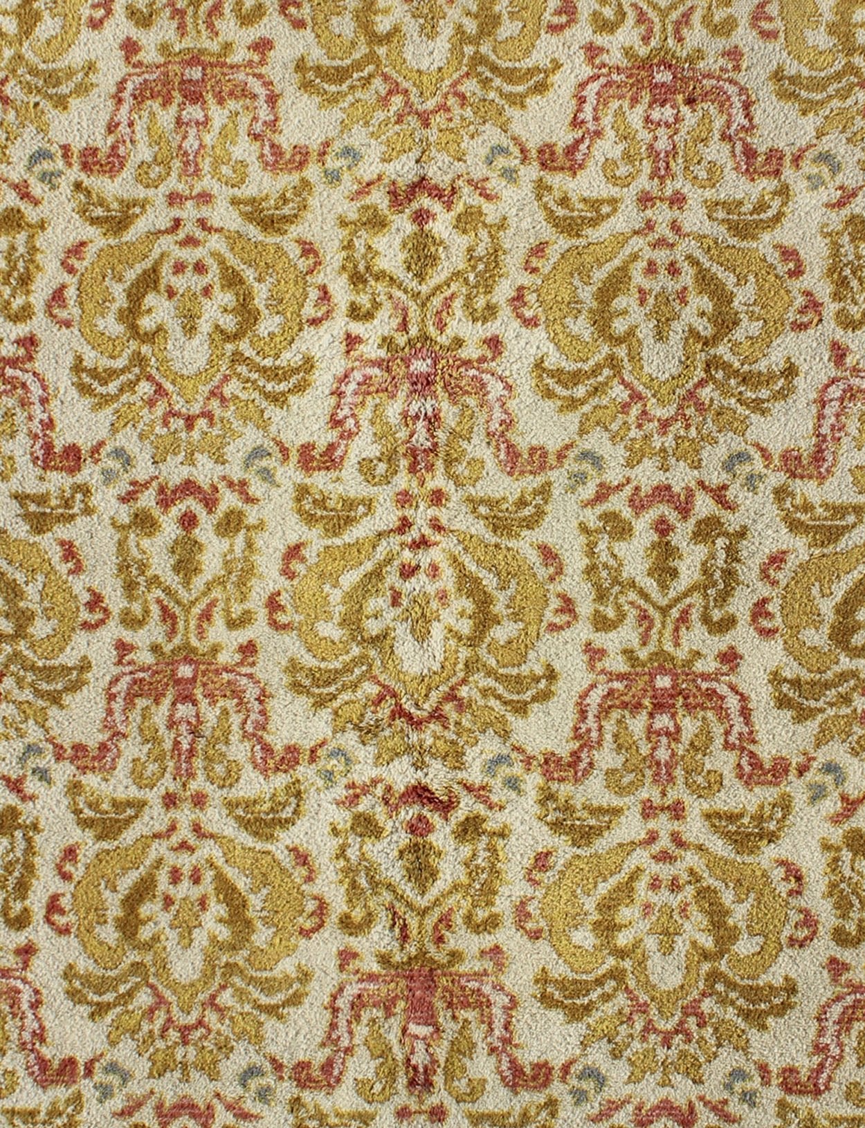 Elegant Spanish Rug with Floral Design in Golden - Green, Acid Green, Red and White. rug 16 - 0924, country of origin / type: Spain / Arts and Crafts, circa 1930 This elegant vintage Spanish carpet (circa 1930) is the proud heir to a long tradition ... - Keivan Woven Arts16 - 0924 - 8180Rug