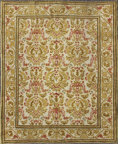 Elegant Spanish Rug with Floral Design in Golden - Green, Acid Green, Red and White. rug 16 - 0924, country of origin / type: Spain / Arts and Crafts, circa 1930 This elegant vintage Spanish carpet (circa 1930) is the proud heir to a long tradition ... - Keivan Woven Arts16 - 0924 - 8180Rug