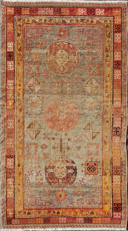 Central Asia Antique Hand Knotted Khotan Rug With Floral Geometrics Keivan Woven Arts Rug# 16 - 1004 early 20th Century Antique Khotan This antique, Central Asian Khotan rug from the early 20th century features a traditional, all - over floral, g... - Keivan Woven Arts16 - 1004 - 8187Rug