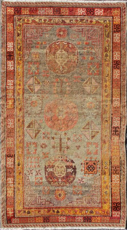 Central Asia Antique Hand Knotted Khotan Rug With Floral Geometrics Keivan Woven Arts Rug# 16 - 1004 early 20th Century Antique Khotan This antique, Central Asian Khotan rug from the early 20th century features a traditional, all - over floral, g... - Keivan Woven Arts16 - 1004 - 8187