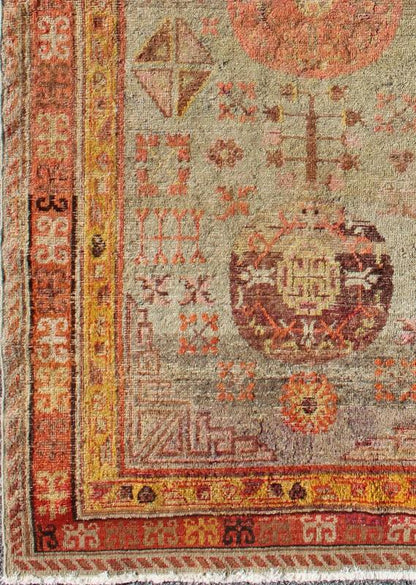 Central Asia Antique Hand Knotted Khotan Rug With Floral Geometrics Keivan Woven Arts Rug# 16 - 1004 early 20th Century Antique Khotan This antique, Central Asian Khotan rug from the early 20th century features a traditional, all - over floral, g... - Keivan Woven Arts16 - 1004 - 8187Rug