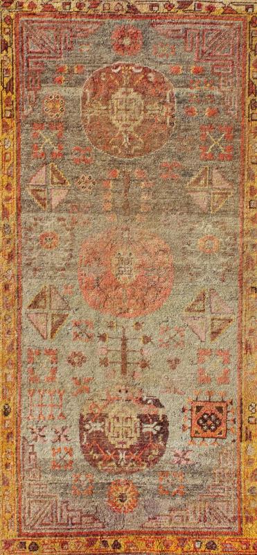 Central Asia Antique Hand Knotted Khotan Rug With Floral Geometrics Keivan Woven Arts Rug# 16 - 1004 early 20th Century Antique Khotan This antique, Central Asian Khotan rug from the early 20th century features a traditional, all - over floral, g... - Keivan Woven Arts16 - 1004 - 8187Rug