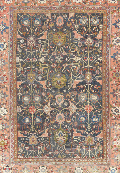 Amazing Large Antique Persian Sultanabad Rug with All - Over Design in Teal Green. Large Antique Persian Sultanabad Rug with All - Over Design in Large Antique Persian Sultanabad Rug with All - Over Design in Peach and Blue, rug 16 - 1103, country of origi... - Keivan Woven Arts16 - 1103 - 8698Rug