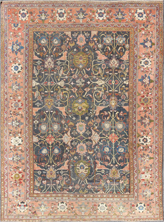 Amazing Large Antique Persian Sultanabad Rug with All - Over Design in Teal Green. Large Antique Persian Sultanabad Rug with All - Over Design in Large Antique Persian Sultanabad Rug with All - Over Design in Peach and Blue, rug 16 - 1103, country of origi... - Keivan Woven Arts16 - 1103 - 8698Rug