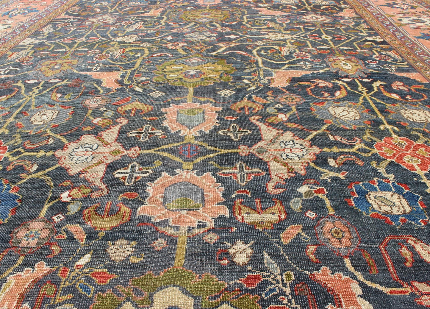 Amazing Large Antique Persian Sultanabad Rug with All - Over Design in Teal Green. Large Antique Persian Sultanabad Rug with All - Over Design in Large Antique Persian Sultanabad Rug with All - Over Design in Peach and Blue, rug 16 - 1103, country of origi... - Keivan Woven Arts16 - 1103 - 8698Rug