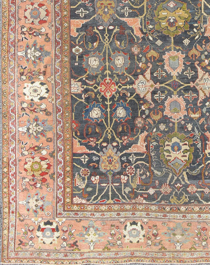 Amazing Large Antique Persian Sultanabad Rug with All - Over Design in Teal Green. Large Antique Persian Sultanabad Rug with All - Over Design in Large Antique Persian Sultanabad Rug with All - Over Design in Peach and Blue, rug 16 - 1103, country of origi... - Keivan Woven Arts16 - 1103 - 8698Rug