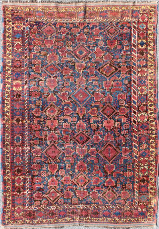Antique Bashir/Beshir Rug from Mid 19th Century in Blue, Red, Brown, Turkmenistan rug 16 - 1106. Bashir rugs primarily were woven by Ersai Tribes. Ersari Tribe rugs were woven from Uzbekistan to Turkmenistan and into northern Afghanistan. Beshir weav... - Keivan Woven Arts16 - 1106 - 8147