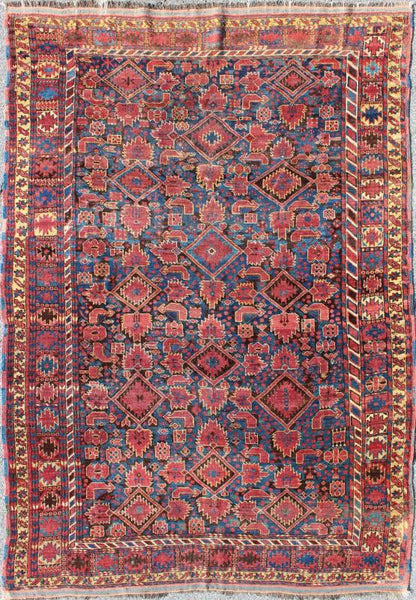 Antique Bashir/Beshir Rug from Mid 19th Century in Blue, Red, Brown, Turkmenistan rug 16 - 1106. Bashir rugs primarily were woven by Ersai Tribes. Ersari Tribe rugs were woven from Uzbekistan to Turkmenistan and into northern Afghanistan. Beshir weav... - Keivan Woven Arts16 - 1106 - 8147Rug